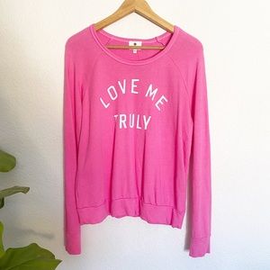 SUNDRY Pink Love Me Truly LS Pullover Sweater